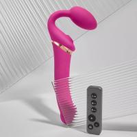 Ярко-розовый безремневой страпон Multi Orgasm Bendable Strap-On size L с клиторальной стимуляцией